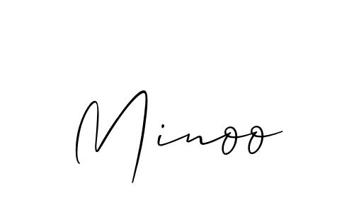 The best way (Allison_Script) to make a short signature is to pick only two or three words in your name. The name Minoo include a total of six letters. For converting this name. Minoo signature style 2 images and pictures png