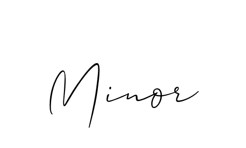 Make a beautiful signature design for name Minor. With this signature (Allison_Script) style, you can create a handwritten signature for free. Minor signature style 2 images and pictures png