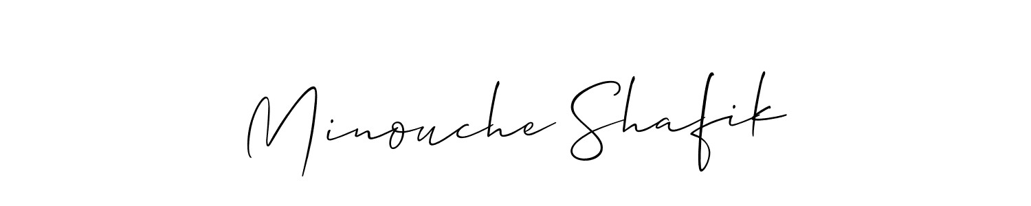 Minouche Shafik stylish signature style. Best Handwritten Sign (Allison_Script) for my name. Handwritten Signature Collection Ideas for my name Minouche Shafik. Minouche Shafik signature style 2 images and pictures png