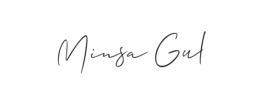 The best way (Allison_Script) to make a short signature is to pick only two or three words in your name. The name Minsa Gul include a total of six letters. For converting this name. Minsa Gul signature style 2 images and pictures png