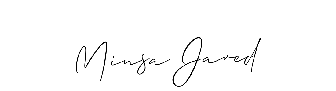 How to make Minsa Javed name signature. Use Allison_Script style for creating short signs online. This is the latest handwritten sign. Minsa Javed signature style 2 images and pictures png