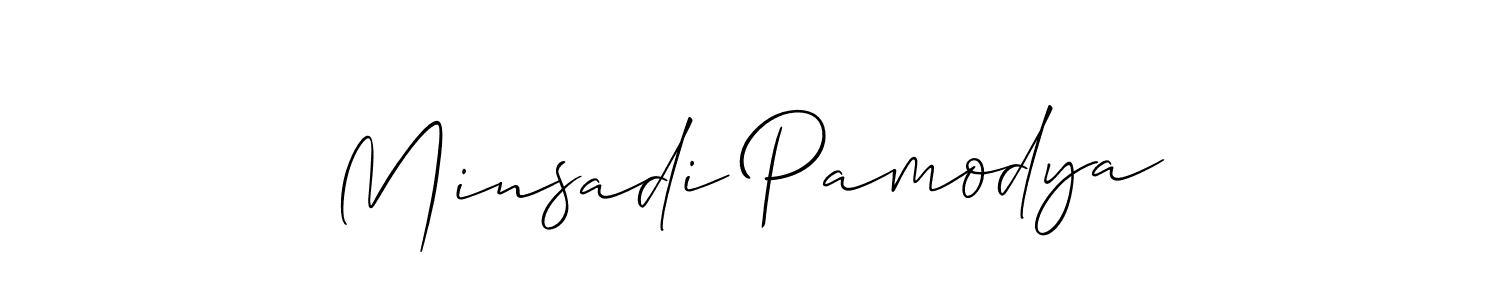 How to make Minsadi Pamodya signature? Allison_Script is a professional autograph style. Create handwritten signature for Minsadi Pamodya name. Minsadi Pamodya signature style 2 images and pictures png