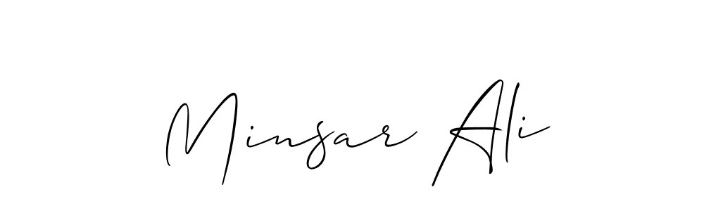 Also You can easily find your signature by using the search form. We will create Minsar Ali name handwritten signature images for you free of cost using Allison_Script sign style. Minsar Ali signature style 2 images and pictures png