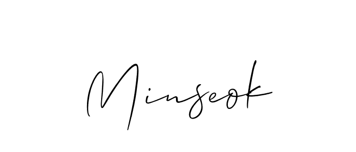 Design your own signature with our free online signature maker. With this signature software, you can create a handwritten (Allison_Script) signature for name Minseok. Minseok signature style 2 images and pictures png