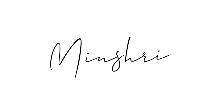Design your own signature with our free online signature maker. With this signature software, you can create a handwritten (Allison_Script) signature for name Minshri. Minshri signature style 2 images and pictures png