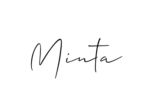 if you are searching for the best signature style for your name Minta. so please give up your signature search. here we have designed multiple signature styles  using Allison_Script. Minta signature style 2 images and pictures png