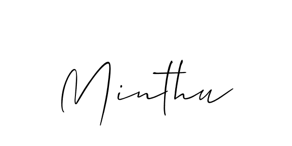 Design your own signature with our free online signature maker. With this signature software, you can create a handwritten (Allison_Script) signature for name Minthu. Minthu signature style 2 images and pictures png