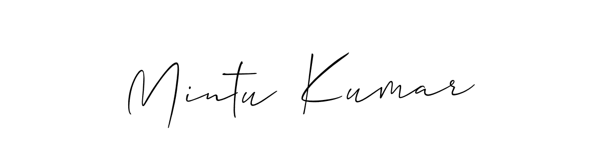 How to make Mintu  Kumar name signature. Use Allison_Script style for creating short signs online. This is the latest handwritten sign. Mintu  Kumar signature style 2 images and pictures png