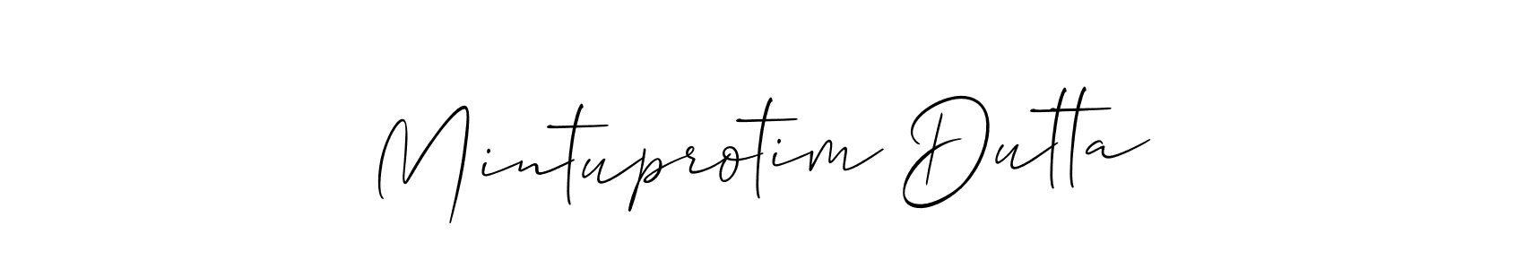 How to Draw Mintuprotim Dutta signature style? Allison_Script is a latest design signature styles for name Mintuprotim Dutta. Mintuprotim Dutta signature style 2 images and pictures png