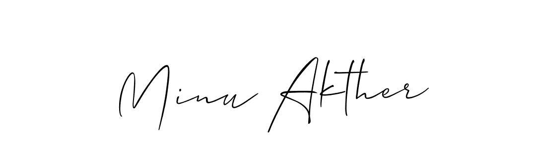 Also You can easily find your signature by using the search form. We will create Minu Akther name handwritten signature images for you free of cost using Allison_Script sign style. Minu Akther signature style 2 images and pictures png