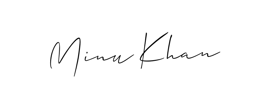 Make a beautiful signature design for name Minu Khan. With this signature (Allison_Script) style, you can create a handwritten signature for free. Minu Khan signature style 2 images and pictures png