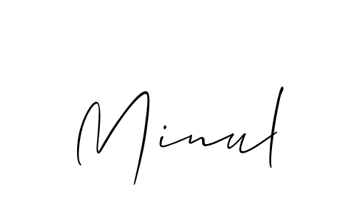 Design your own signature with our free online signature maker. With this signature software, you can create a handwritten (Allison_Script) signature for name Minul. Minul signature style 2 images and pictures png