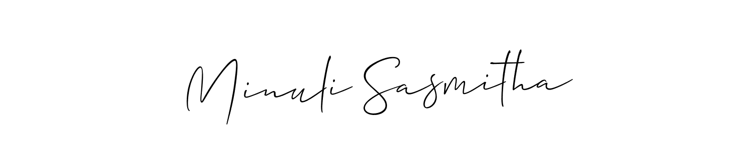 Design your own signature with our free online signature maker. With this signature software, you can create a handwritten (Allison_Script) signature for name Minuli Sasmitha. Minuli Sasmitha signature style 2 images and pictures png