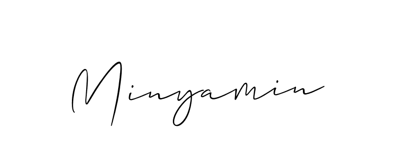 The best way (Allison_Script) to make a short signature is to pick only two or three words in your name. The name Minyamin include a total of six letters. For converting this name. Minyamin signature style 2 images and pictures png