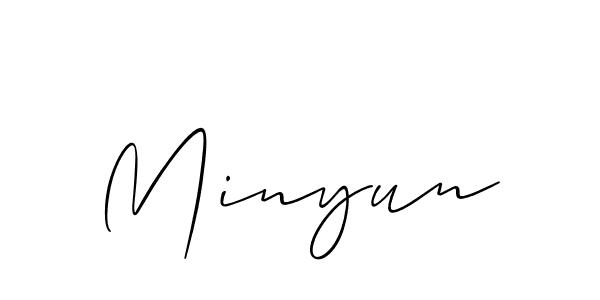 Create a beautiful signature design for name Minyun. With this signature (Allison_Script) fonts, you can make a handwritten signature for free. Minyun signature style 2 images and pictures png