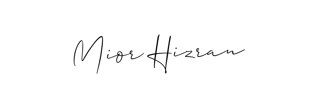 Create a beautiful signature design for name Mior Hizran. With this signature (Allison_Script) fonts, you can make a handwritten signature for free. Mior Hizran signature style 2 images and pictures png