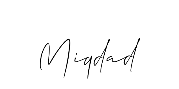 Create a beautiful signature design for name Miqdad. With this signature (Allison_Script) fonts, you can make a handwritten signature for free. Miqdad signature style 2 images and pictures png