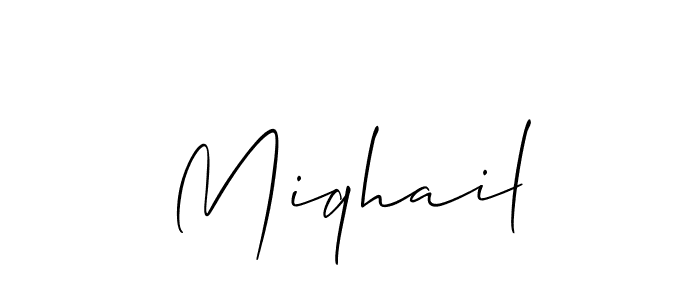 Make a short Miqhail signature style. Manage your documents anywhere anytime using Allison_Script. Create and add eSignatures, submit forms, share and send files easily. Miqhail signature style 2 images and pictures png