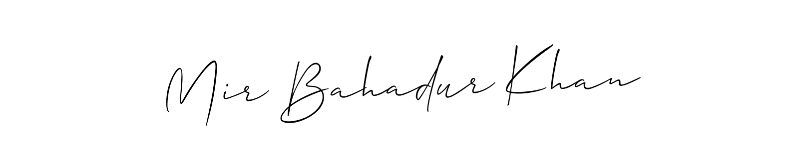 Also You can easily find your signature by using the search form. We will create Mir Bahadur Khan name handwritten signature images for you free of cost using Allison_Script sign style. Mir Bahadur Khan signature style 2 images and pictures png