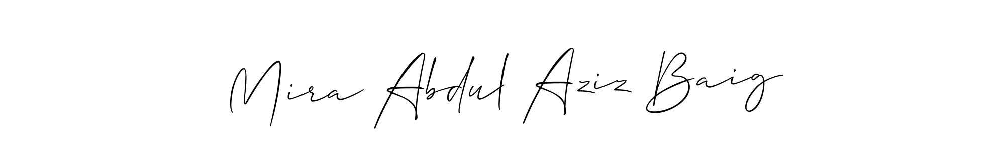 You can use this online signature creator to create a handwritten signature for the name Mira Abdul Aziz Baig. This is the best online autograph maker. Mira Abdul Aziz Baig signature style 2 images and pictures png