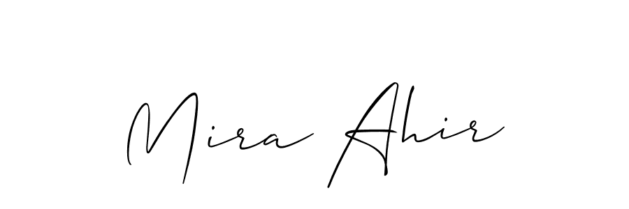 How to make Mira Ahir name signature. Use Allison_Script style for creating short signs online. This is the latest handwritten sign. Mira Ahir signature style 2 images and pictures png