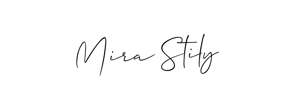 Make a beautiful signature design for name Mira Stily. With this signature (Allison_Script) style, you can create a handwritten signature for free. Mira Stily signature style 2 images and pictures png