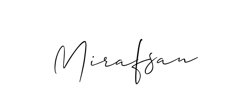 Make a beautiful signature design for name Mirafsan. With this signature (Allison_Script) style, you can create a handwritten signature for free. Mirafsan signature style 2 images and pictures png