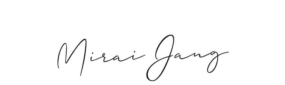 if you are searching for the best signature style for your name Mirai Jang. so please give up your signature search. here we have designed multiple signature styles  using Allison_Script. Mirai Jang signature style 2 images and pictures png