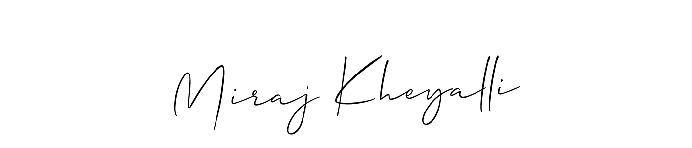 Design your own signature with our free online signature maker. With this signature software, you can create a handwritten (Allison_Script) signature for name Miraj Kheyalli. Miraj Kheyalli signature style 2 images and pictures png