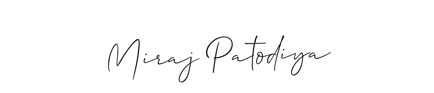You can use this online signature creator to create a handwritten signature for the name Miraj Patodiya. This is the best online autograph maker. Miraj Patodiya signature style 2 images and pictures png