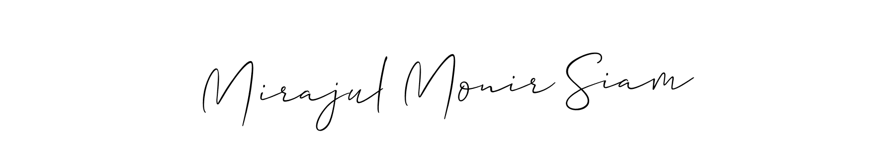It looks lik you need a new signature style for name Mirajul Monir Siam. Design unique handwritten (Allison_Script) signature with our free signature maker in just a few clicks. Mirajul Monir Siam signature style 2 images and pictures png