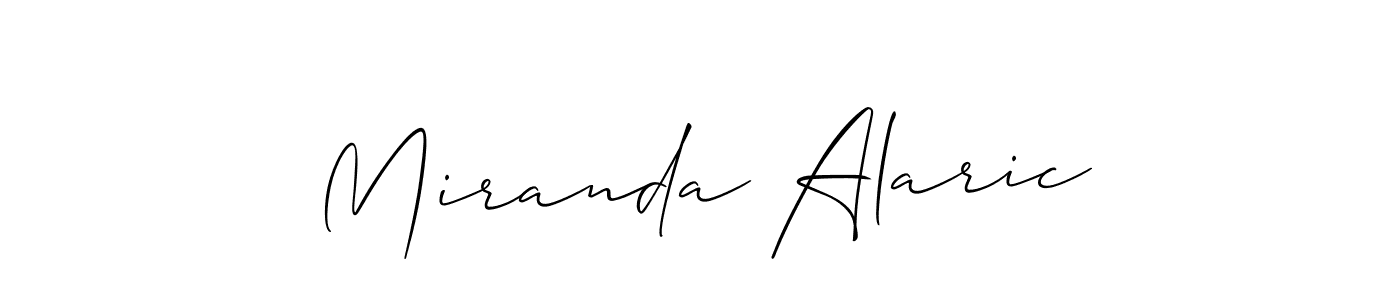 This is the best signature style for the Miranda Alaric name. Also you like these signature font (Allison_Script). Mix name signature. Miranda Alaric signature style 2 images and pictures png