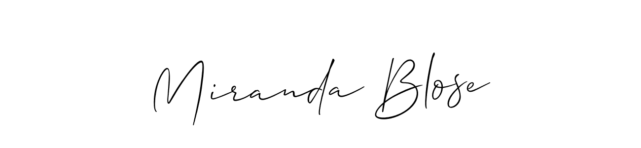 It looks lik you need a new signature style for name Miranda Blose. Design unique handwritten (Allison_Script) signature with our free signature maker in just a few clicks. Miranda Blose signature style 2 images and pictures png