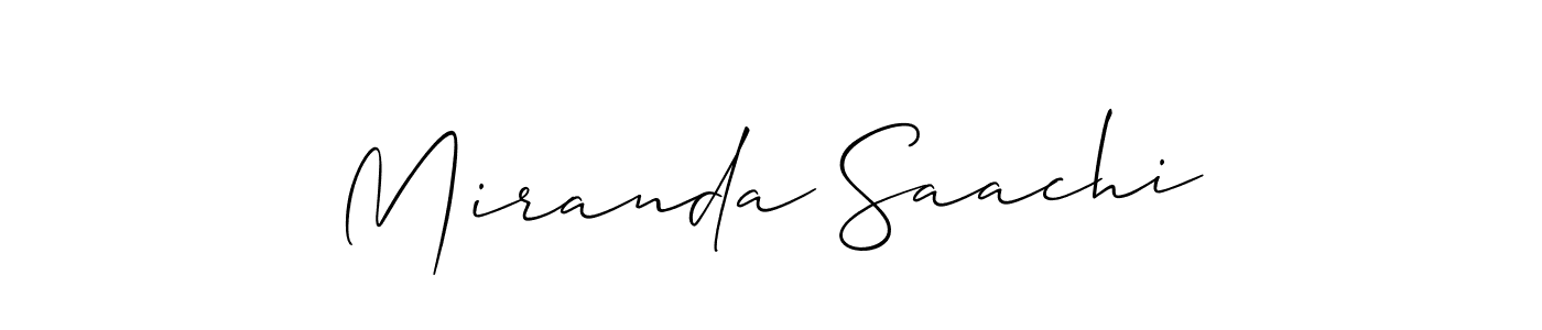 Miranda Saachi stylish signature style. Best Handwritten Sign (Allison_Script) for my name. Handwritten Signature Collection Ideas for my name Miranda Saachi. Miranda Saachi signature style 2 images and pictures png