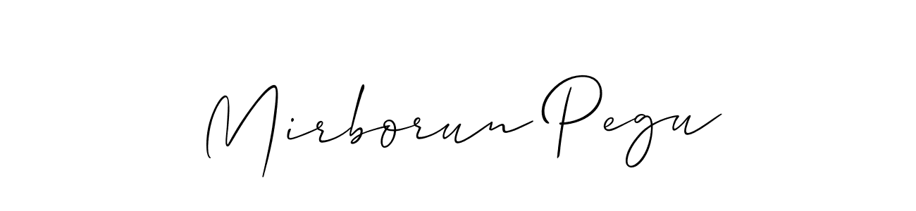 Design your own signature with our free online signature maker. With this signature software, you can create a handwritten (Allison_Script) signature for name Mirborun Pegu. Mirborun Pegu signature style 2 images and pictures png
