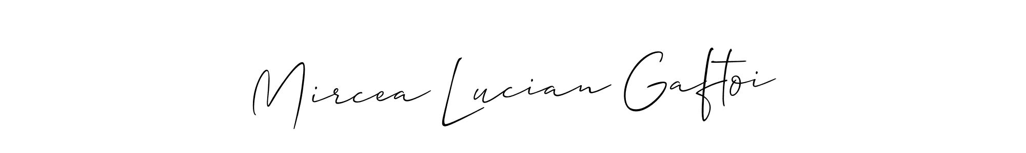 Create a beautiful signature design for name Mircea Lucian Gaftoi. With this signature (Allison_Script) fonts, you can make a handwritten signature for free. Mircea Lucian Gaftoi signature style 2 images and pictures png