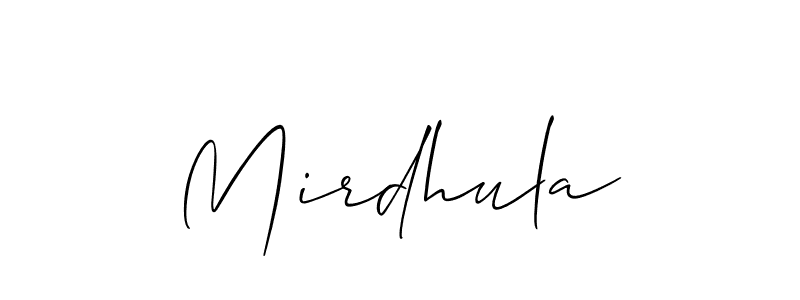 Mirdhula stylish signature style. Best Handwritten Sign (Allison_Script) for my name. Handwritten Signature Collection Ideas for my name Mirdhula. Mirdhula signature style 2 images and pictures png