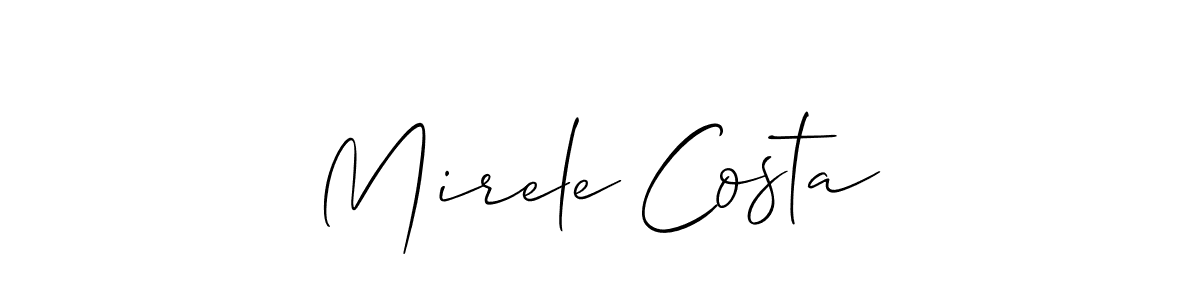 Make a short Mirele Costa signature style. Manage your documents anywhere anytime using Allison_Script. Create and add eSignatures, submit forms, share and send files easily. Mirele Costa signature style 2 images and pictures png