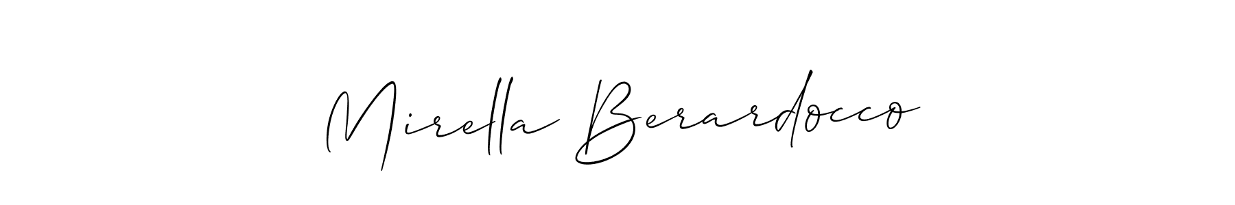 It looks lik you need a new signature style for name Mirella Berardocco. Design unique handwritten (Allison_Script) signature with our free signature maker in just a few clicks. Mirella Berardocco signature style 2 images and pictures png