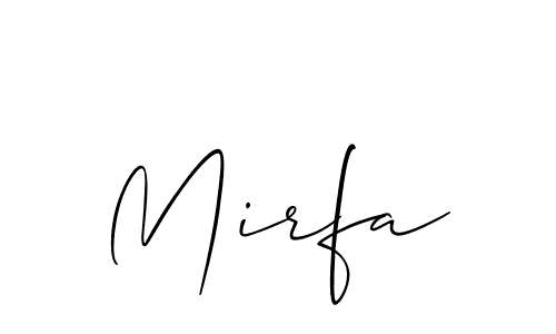 if you are searching for the best signature style for your name Mirfa. so please give up your signature search. here we have designed multiple signature styles  using Allison_Script. Mirfa signature style 2 images and pictures png