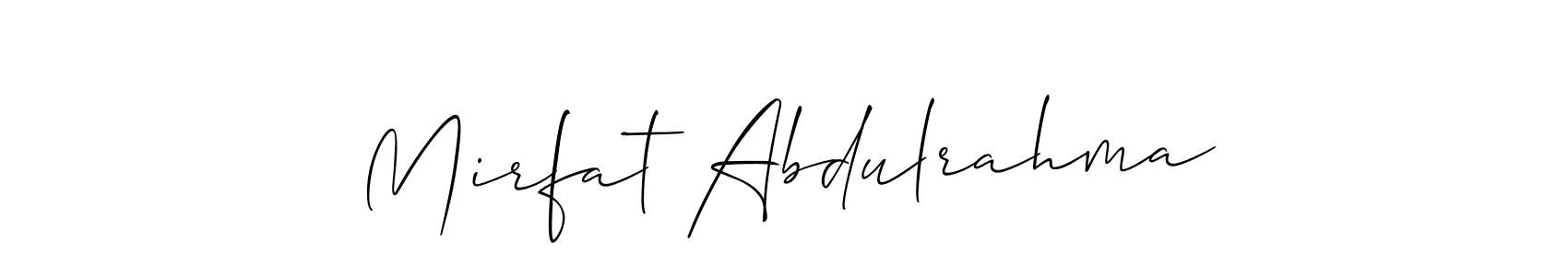This is the best signature style for the Mirfat Abdulrahma name. Also you like these signature font (Allison_Script). Mix name signature. Mirfat Abdulrahma signature style 2 images and pictures png