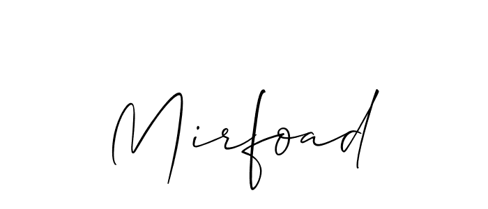 It looks lik you need a new signature style for name Mirfoad. Design unique handwritten (Allison_Script) signature with our free signature maker in just a few clicks. Mirfoad signature style 2 images and pictures png