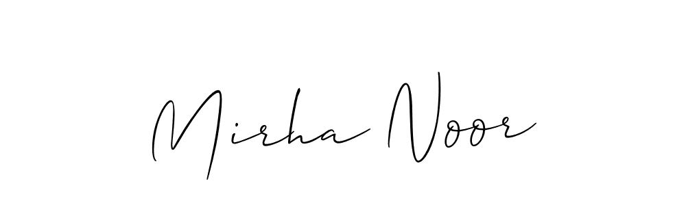 How to make Mirha Noor name signature. Use Allison_Script style for creating short signs online. This is the latest handwritten sign. Mirha Noor signature style 2 images and pictures png