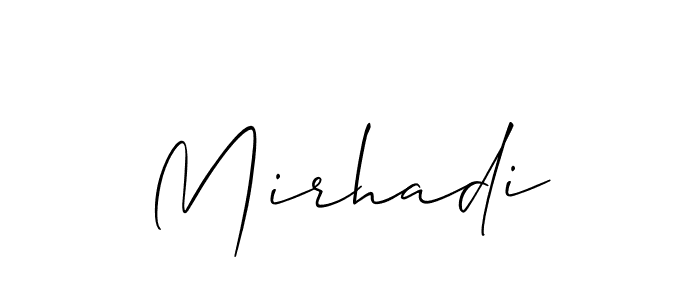 How to make Mirhadi name signature. Use Allison_Script style for creating short signs online. This is the latest handwritten sign. Mirhadi signature style 2 images and pictures png