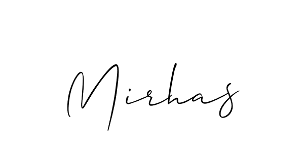 Create a beautiful signature design for name Mirhas. With this signature (Allison_Script) fonts, you can make a handwritten signature for free. Mirhas signature style 2 images and pictures png