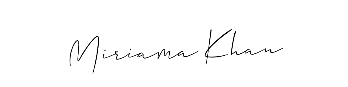 Make a beautiful signature design for name Miriama Khan. With this signature (Allison_Script) style, you can create a handwritten signature for free. Miriama Khan signature style 2 images and pictures png