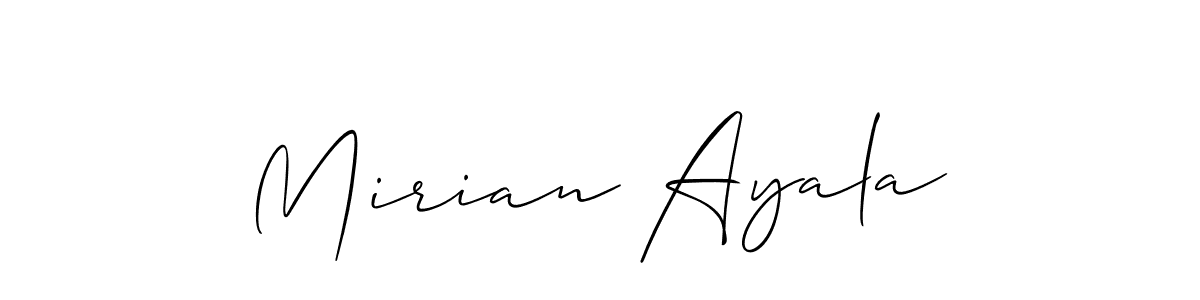 Create a beautiful signature design for name Mirian Ayala. With this signature (Allison_Script) fonts, you can make a handwritten signature for free. Mirian Ayala signature style 2 images and pictures png