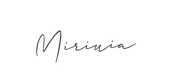 Design your own signature with our free online signature maker. With this signature software, you can create a handwritten (Allison_Script) signature for name Miriuia. Miriuia signature style 2 images and pictures png