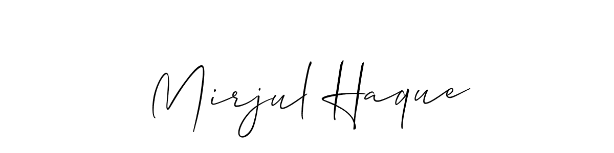 Make a beautiful signature design for name Mirjul Haque. With this signature (Allison_Script) style, you can create a handwritten signature for free. Mirjul Haque signature style 2 images and pictures png