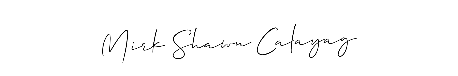 The best way (Allison_Script) to make a short signature is to pick only two or three words in your name. The name Mirk Shawn Calayag include a total of six letters. For converting this name. Mirk Shawn Calayag signature style 2 images and pictures png